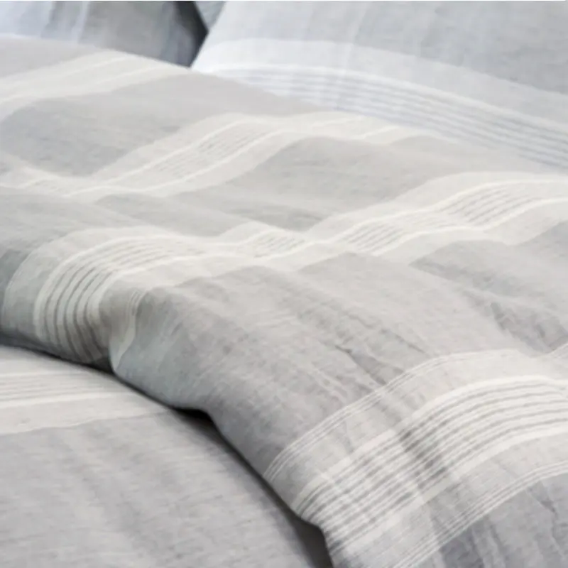 3 pcs Yarn Dyed Strip 100 Pure Linen Bedding Sets Waterwash Linen