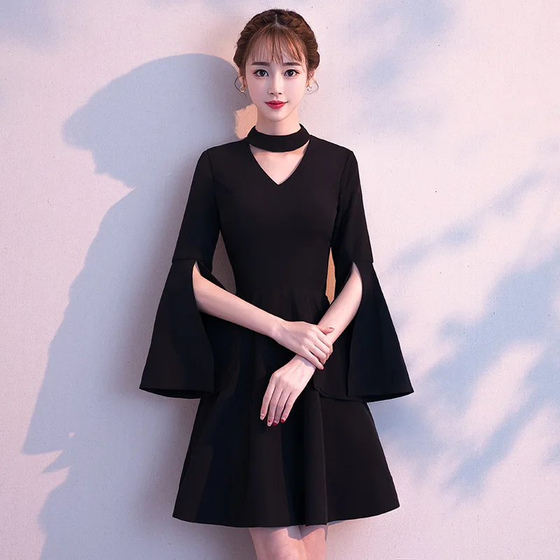 Элегантные расширяющиеся к низу рукава сексуальное вечернее платье изысканный формальный Cheongsam Новинка Холтер платье Vestidos A Line Qipao