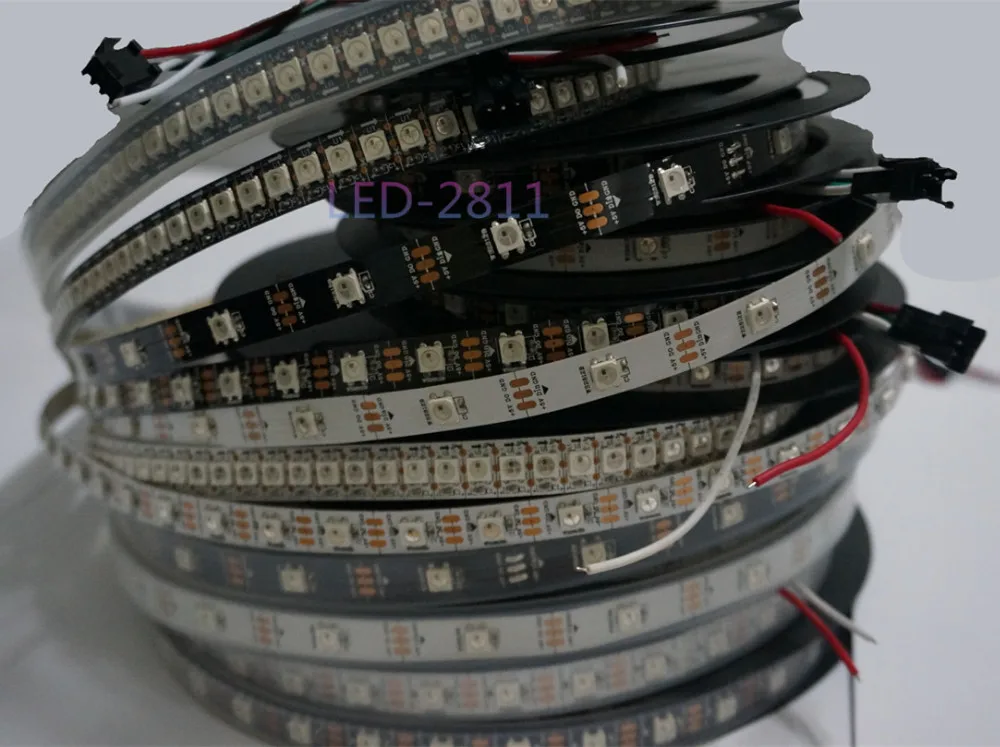 WS2812B умный светодиодный пиксель полосы 30/60/144 светодиодный s/m WS2812 IC SMD 5050 RGB светодиодный полосы света 1 М/4 м/5 м DC5V Водонепроницаемый/не Водонепроницаемый