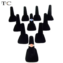 Ювелирные изделия Дисплей 10 шт./лот держатель кольца черный бархат палец сиденье для кольца