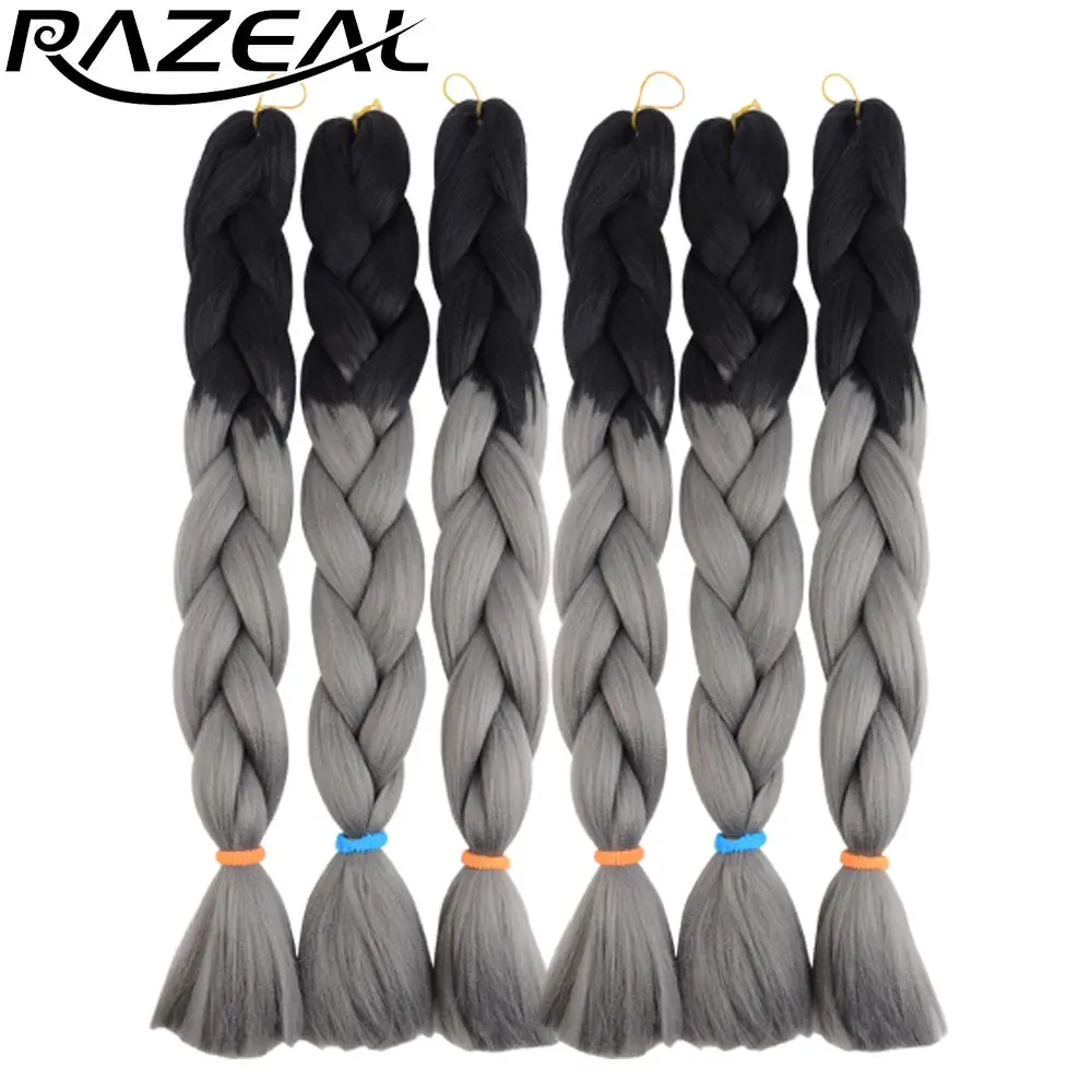 Razeal 24 дюймов 100 г Ombre jumbo косы 5 шт. химическое Brading волос крючком волос высокого Температура волокно - Цвет: 4/30HL