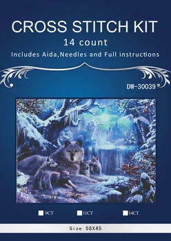 

Top Quality Lovely Hot Sell Counted Cross Stitch Kit Old World Holiday Ornaments Similar DMC DW-30039 snow wolf