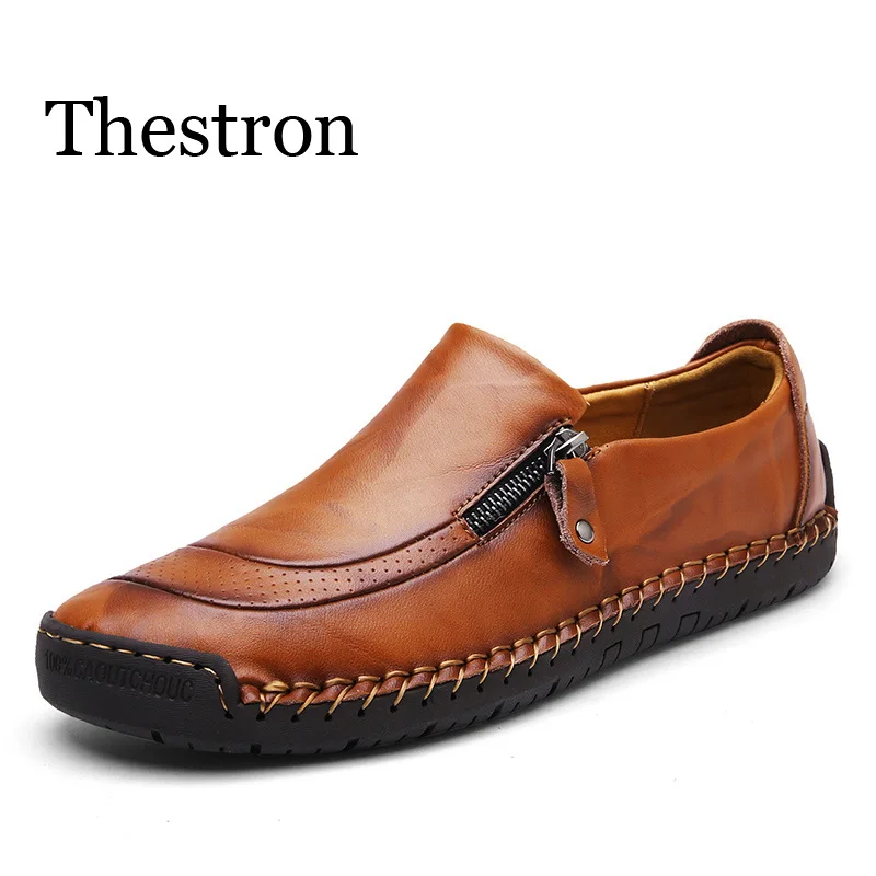 

Thestron Casual Shoes Men Luxury Large Size 45 46 Male Brown Black Fashion Shoes 2018 Driving 2018 Man Shoes Leather Genuine New