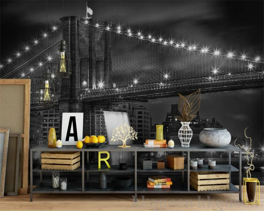 Beibehang Custom Tapete Europaischen Stadt Architektur Schwarz Und Weiss London Brucke Tv Wohnzimmer Hintergrund 3d Tapete Wandbild Background 3d 3d Wallpaper Muralswallpaper Mural Aliexpress