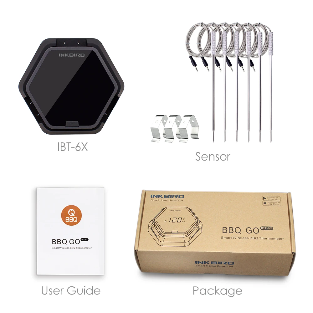 

Digital Meat Thermometer Wireless BBQ Food Cooking Thermometer Barbecue Thermometer With 6 Stainless Probe and Temperature Alarm