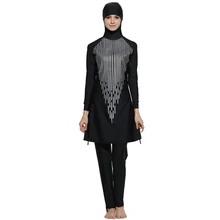 Женский цветочный Мусульманский купальник, спортивная одежда размера плюс, бикини, скромный женский купальник с полным покрытием, пляжный купальник с блестками