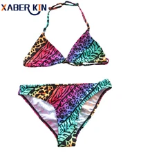 От 9 до 14 лет, одежда для купания для девочек, юбка с леопардовым принтом, Детские футболки для девочек Купальник бикини для детей, одежда для купания, Детские Плавки бикини наборы Бикини Infantil-SW622