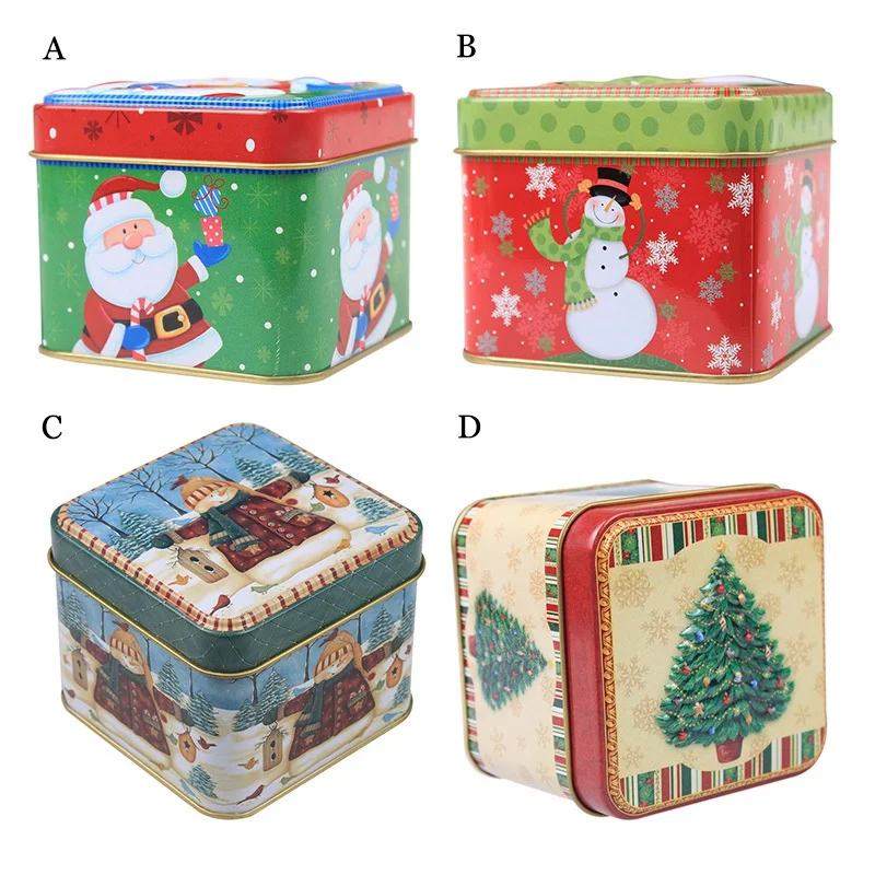 Рождество мультфильм хранения жестяная коробка для конфет Конфеты банка Рождество Снеговик коробка хранение чая Органайзер коробка Рождественские украшения для дома