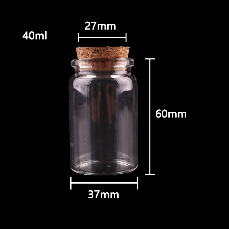 24 шт. диаметр 37 мм 20 мл/30 мл/40 мл/50 мл/60 мл/90 мл прозрачное стекло специи бутылки желаний баночки с пробкой пробка свадебный подарок - Цвет: 40ml