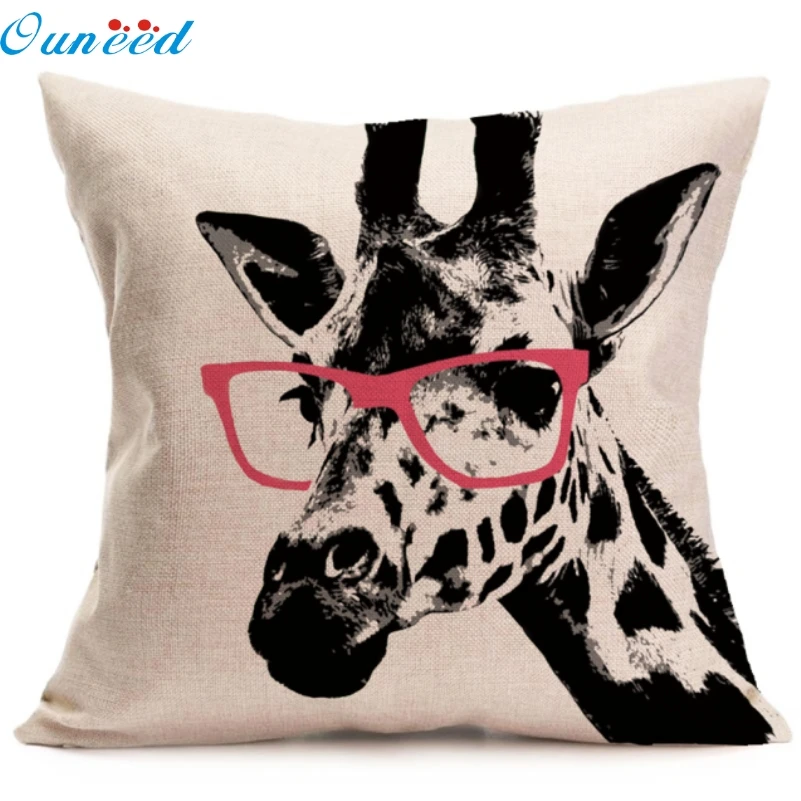 

Homey Design 1PC Creative Decorative giraffe printed Pillow case Cover Linen Throw Pillow Case Free Ship JA19