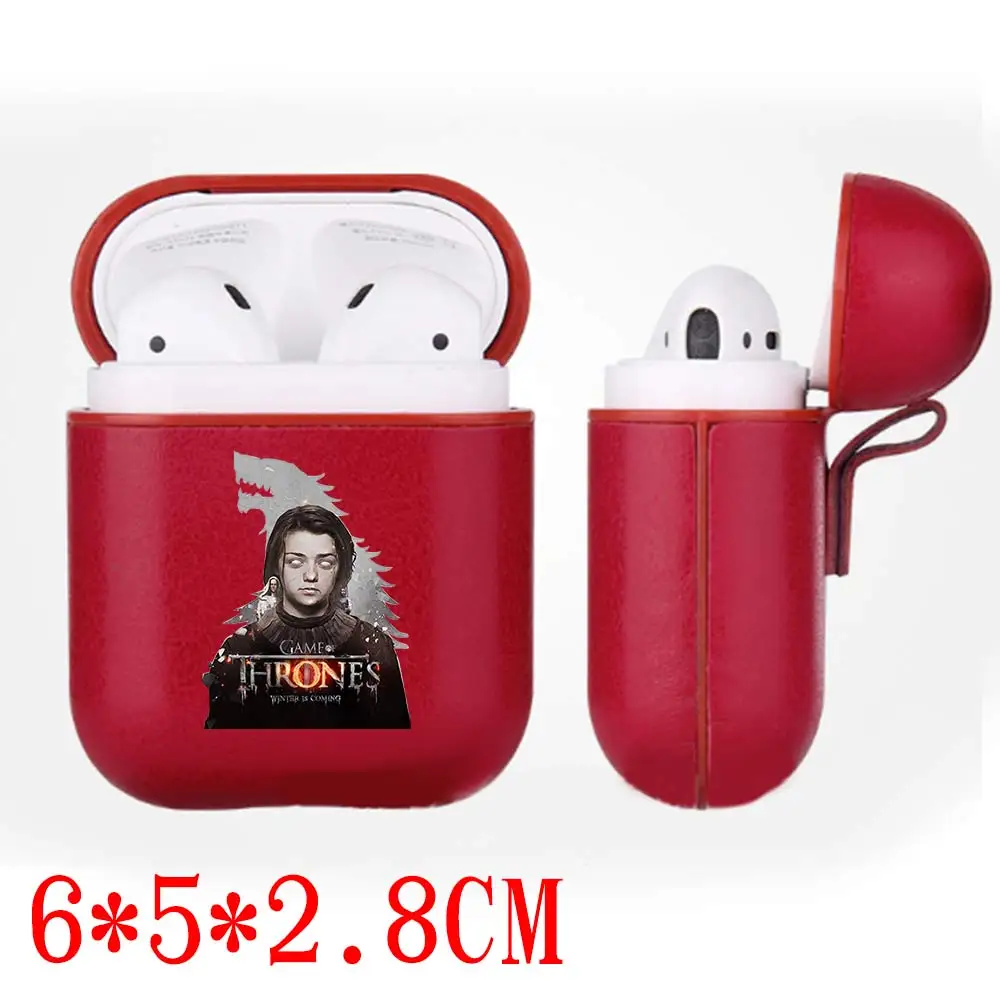 

Game of Thrones Jon Snow PU Leather Bluetooth Wireless Headset Case for Apple AirPods Protective Cover Earphone Accessories