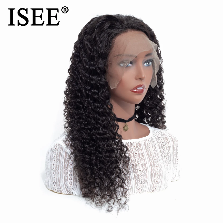 

ISEE HAIR Brazilian Deep Wave Wigs Pre Plucked 150% Density Remy 13*4 Deep Wave Lace Front Wig For Women Natural Color