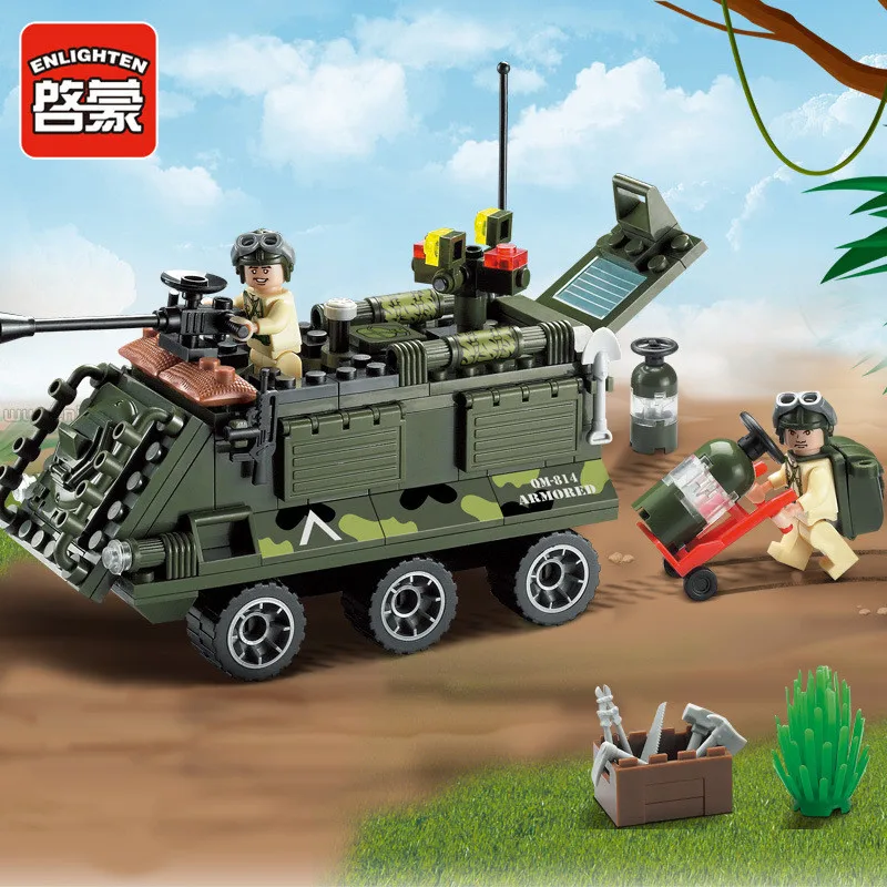 

167Pcs Combat Zones Military Army Armored Car Chariot Weapon Model Building Blocks LegoINGs Bricks Playmobil Toys Christmas Gift