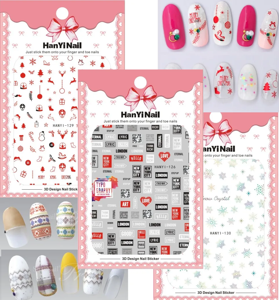 

3 sheet 7 type Japanese Ultrathin Nail Stickers Designs Gummed 3D Nail Art Stickers Decals Makep Art Decorations HanYi124-130