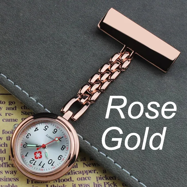 Rose Gold Персонализированные Индивидуальные Выгравированные с вашим именем нержавеющая сталь нагрудные булавки брошь высшего качества розовое золото Fob медсестры часы - Цвет: Rose Gold