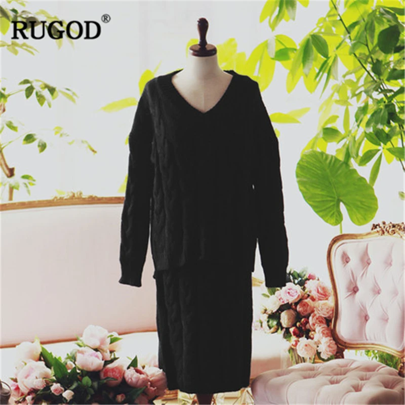 RUGOD 2018 новые женские зимние комплекты свитеров женский свитер с длинным рукавом и