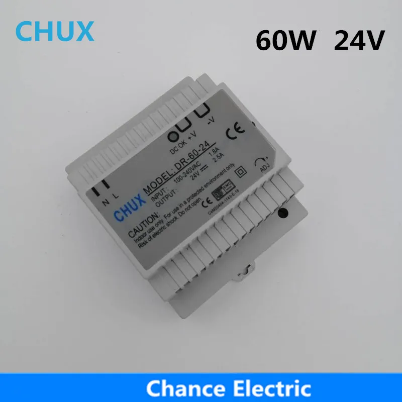 

CHUX 60W Industrial Switching Power Supply 24VDC 2.5A Din Rail Type SMPS DR-60-24 Dc Power supply