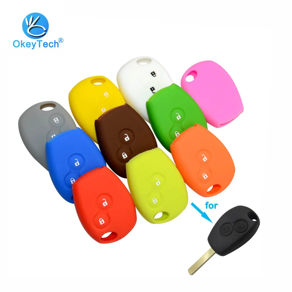 

OkeyTech 2 Button Silicone Rubber Car Key Shell Cover Case Fob Protector Holder for Renault Kangoo DACIA Scenic Megane Sandero