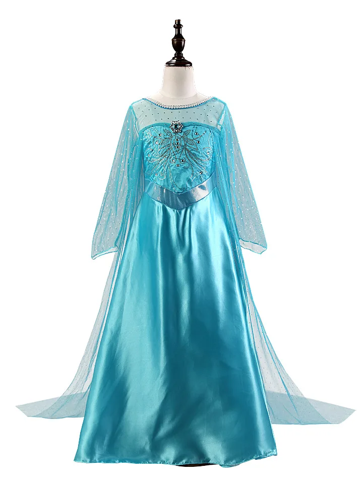 Платье для девочек, кружевное Сетчатое платье принцессы Эльзы, Карнавальная Одежда для девочек, платье Анны, Снежной королевы, платье для