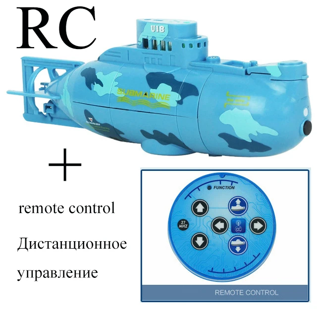 Радиоуправляемая подводная лодка игрушка пластиковая мини для погружения на открытом воздухе Rc Подводные игрушки пульт дистанционного управления модель подводной лодки беспроводной Rc под водой - Цвет: blue remote control