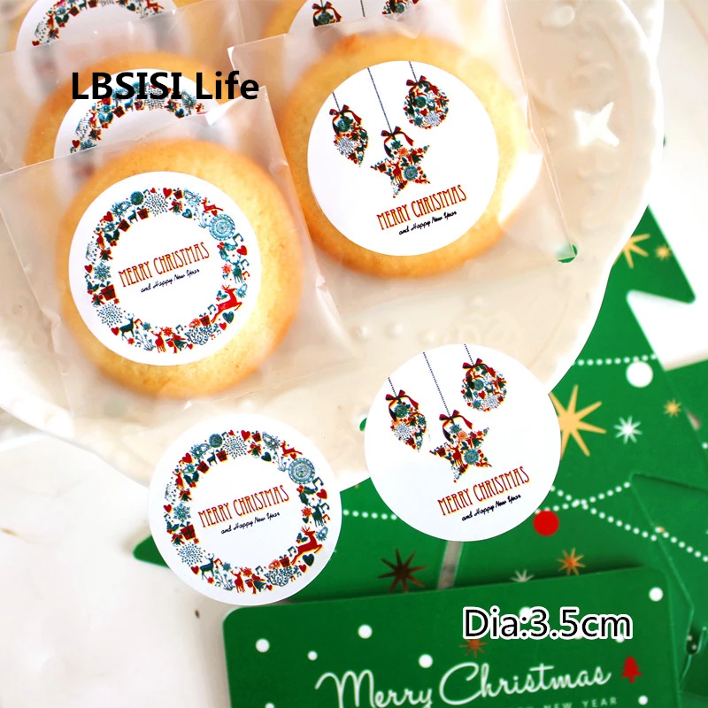 

LBSISI Life 108pcs Merry Christmas Star Wish Seal Paper Stickers For Candy Cookie Packing Bag Box Home DIY Baking Decorations