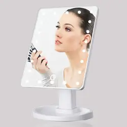 Зеркала 360 градусов вращения зеркало для макияжа Регулируемый 16/22 светодиодный с подсветкой светодиодный Сенсорный экран Портативный