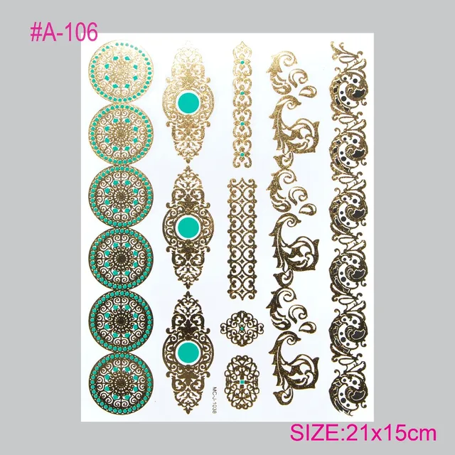 Style Body Art Painting Tattoo Stickers Glitter Metal Gold Silver Temporary Flash Tattoo Disposable Indians Tattoos Tatoo Style Body Art Painting Tattoo Stickers Glitter Metal Gold Silver Temporary Flash Tattoo Disposable Indians Tattoos Tatoo