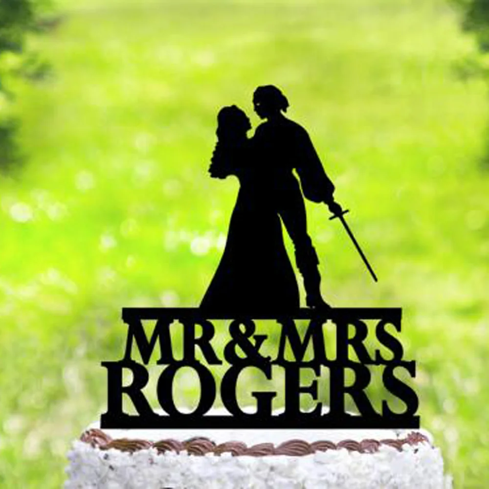 Personalized Wedding Cake Topper, Bride and Groom Silhouette Cake Topper,Princess Buttercup and Westley Cake Topper Decor (2)