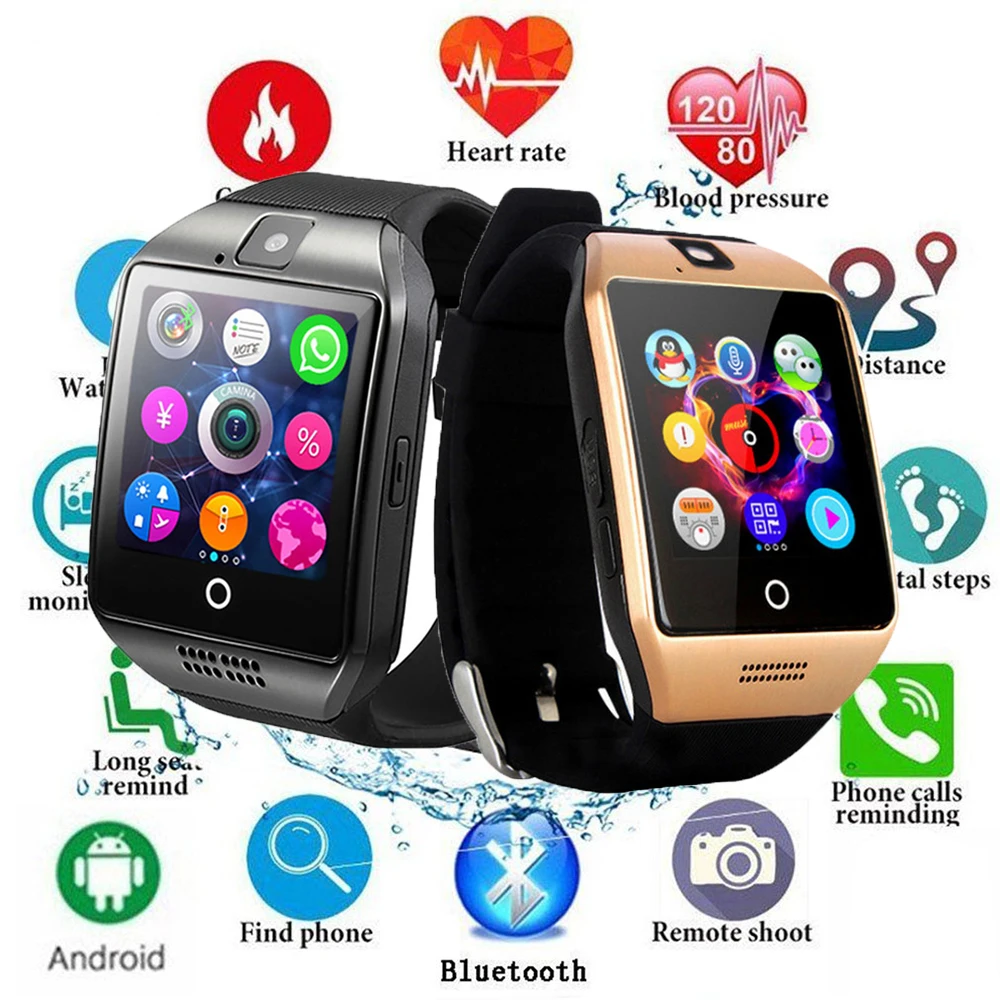 

Bluetooth Smart Watch Men Q18 With Touch Screen Big Battery Support TF Sim Card With Camera for Samsung Android Phone Smartwatch