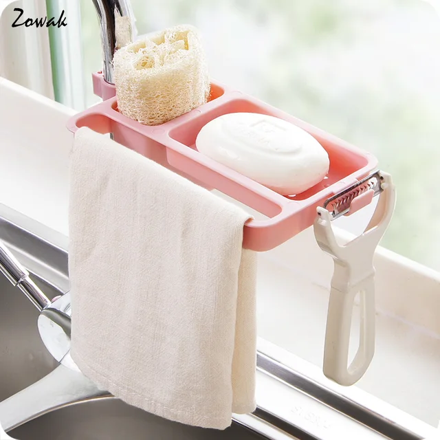 Faucet Drain Storage Rack Kitchen Supplies Sink Sponge Dishcloth Faucet Drain Storage Rack Kitchen Supplies Sink Sponge Dishcloth Towel Rags Hook Shelf Brush Soap Cleaning Cloth