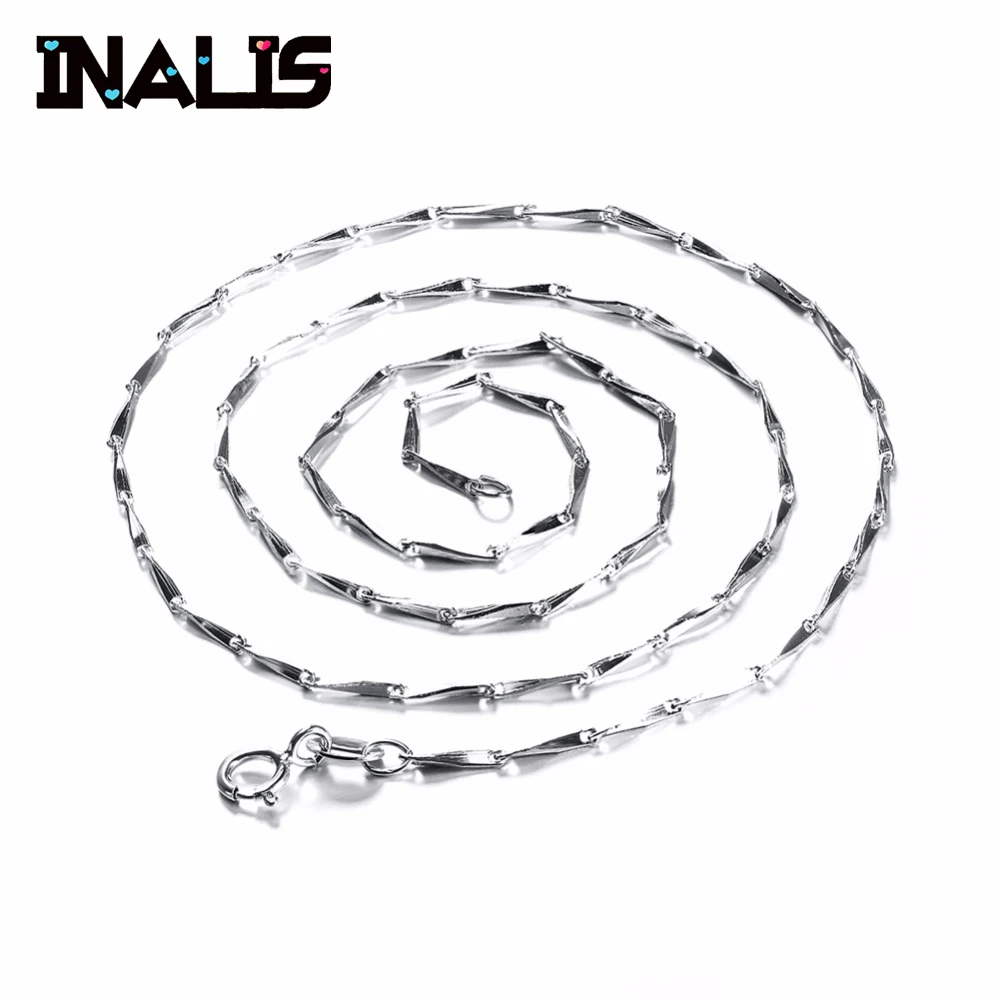 

INALIS Simple Real 925 Sterling Silver Melo Chain Lead & Nickel Free Fashion Spring-ring-clasps 45cm Charming Chains for Pendant