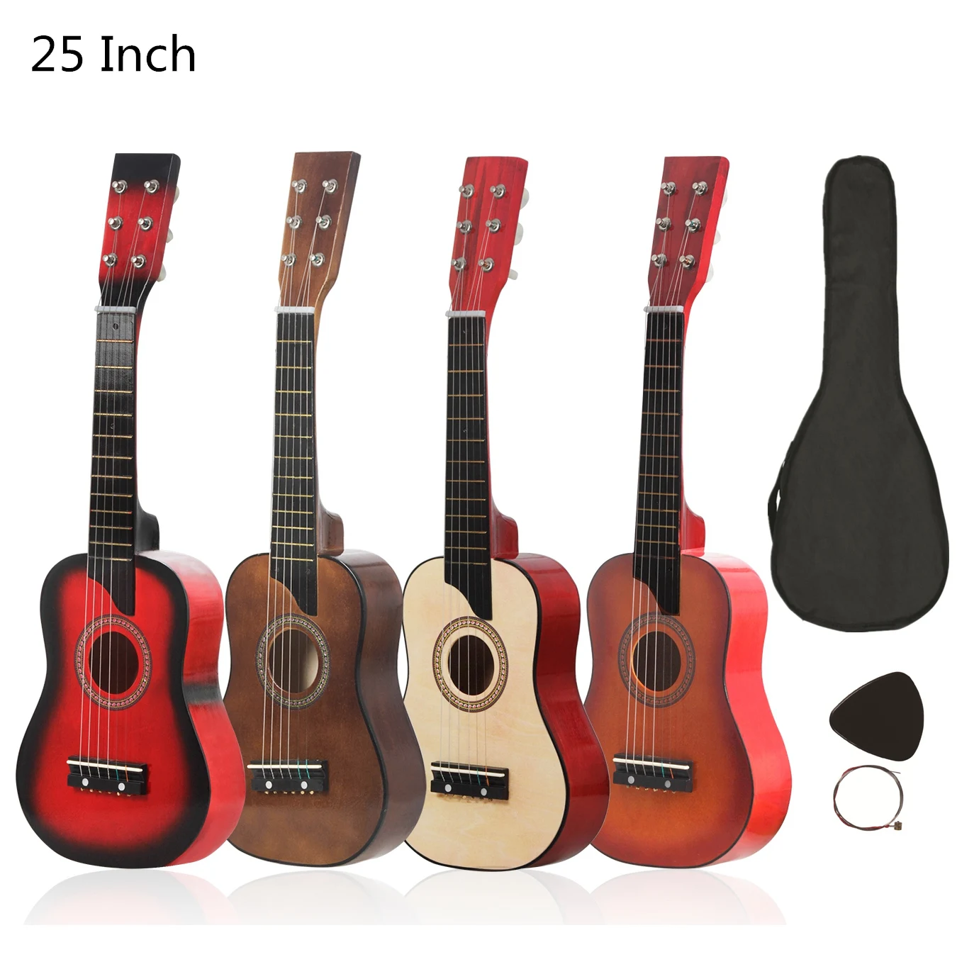 Ceny 25 Cal gitara akustyczna Basswood z torbą wybierz struny dla dzieci i początkujących 4 kolory opcjonalnie