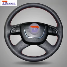 BANNIS Black Artificial Leather DIY Hand-stitched Steering Wheel Cover for Skoda Octavia Octavia a5 a 5 Superb 2012-2013