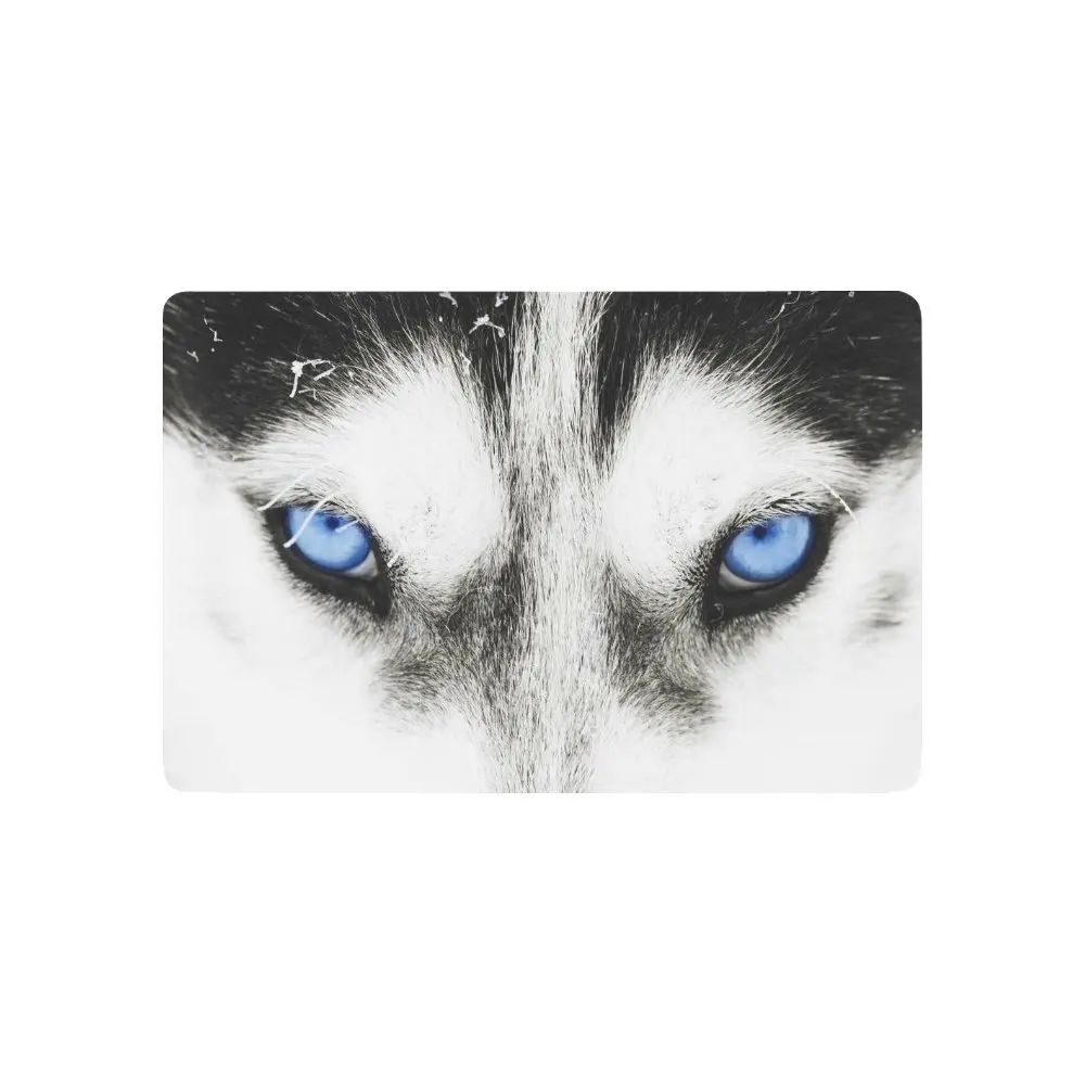 

Animal Anti-slip Door Mat Home Decor, Beautiful Blue Eyes of a Husky Dog Indoor Outdoor Entrance Doormat Rubber Backing