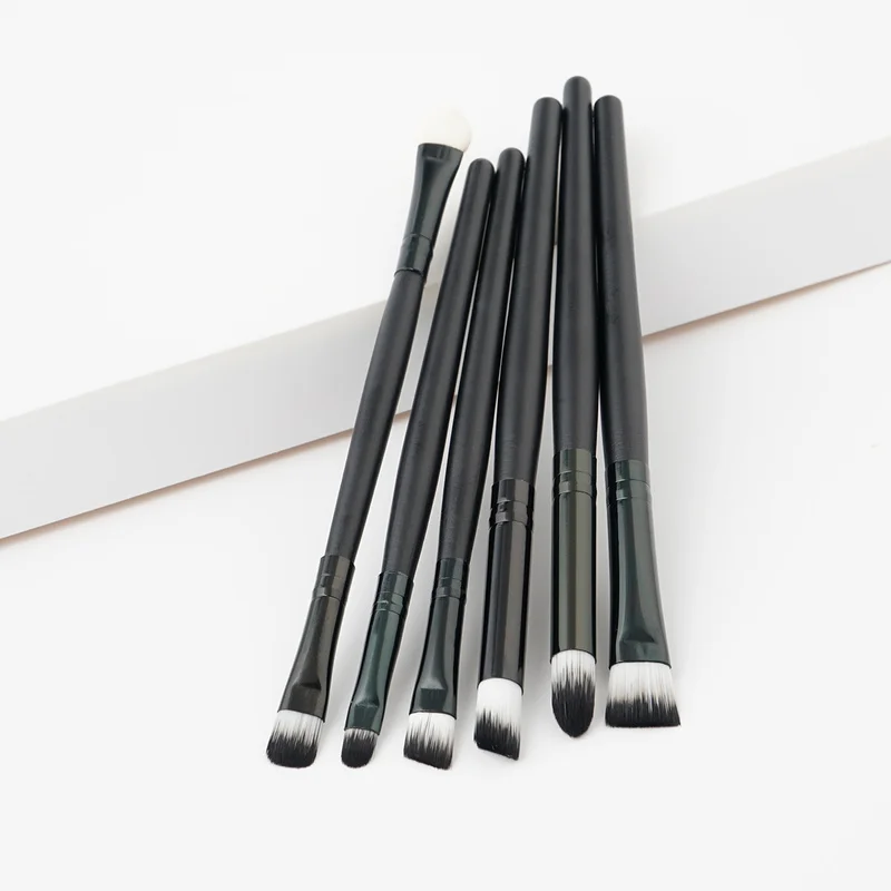 

Hot Black Wooden Handle for Women Makeup Brushes 6PCs Professional Cosmetic Complete Eyeliner Eyeshadow Brow Makeup Brushes Set