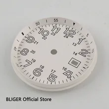 BLIGER 33 мм белая Стерильная циферблат подходит для приблизительный срок поставки: 2824 2836 MIYOTA 8215 8205 автоматический механизм светящиеся знаки D112