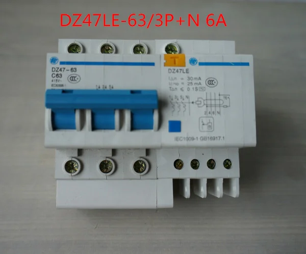 DZ47LE 6A MINI прерыватель цепи при утечке на землю 3P + N C6-C60 400V защита от утечки
