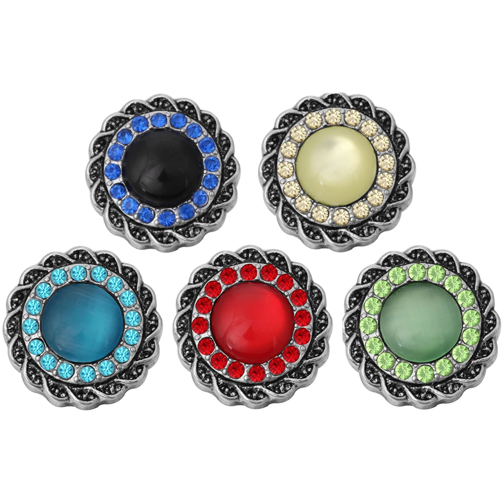10pcs/lot New Flower 18mm Snap Button Jewelry Rhinestone Flower Metal