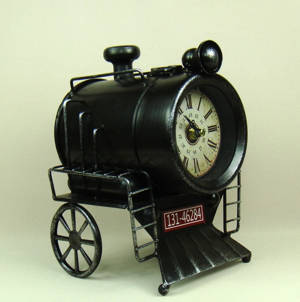Vintage Metal Train Model Table Clock Antique Iron Locomotive Timepiece Handicraft for Home Decor and Art Collection Vintage Metal Train Model Table Clock Antique Iron Locomotive Timepiece Handicraft for Home Decor and Art Collection