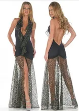 Women erotic Lingerie sex leopard long dress 626 fashion Strappy Mesh Night Dressing Gown Set female nightgown Sleepwear