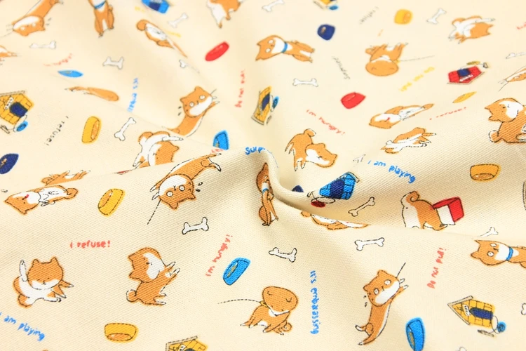 Полуфабрикатная утепленная хлопковая ткань с милым принтом-собачками ручной работы, швейное изделие для сумки из хлопка T483
