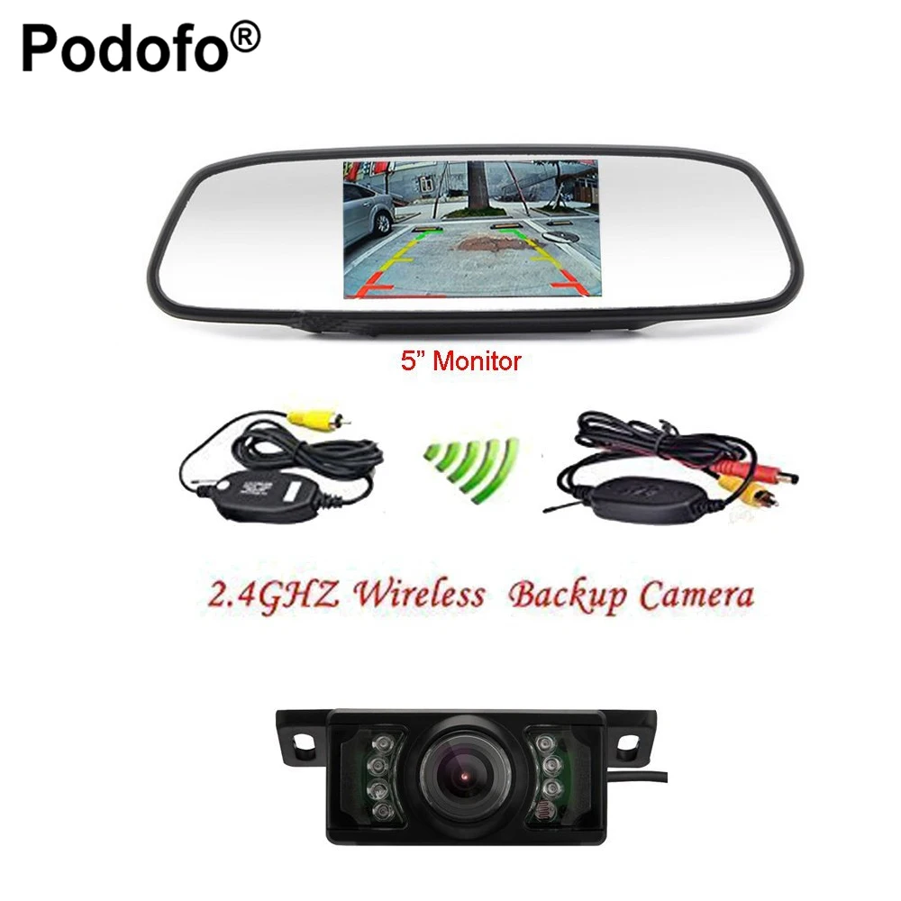 Podofo Wireless Night Vision Backup Camera 5 font b Mirror b font Monitor font b Car