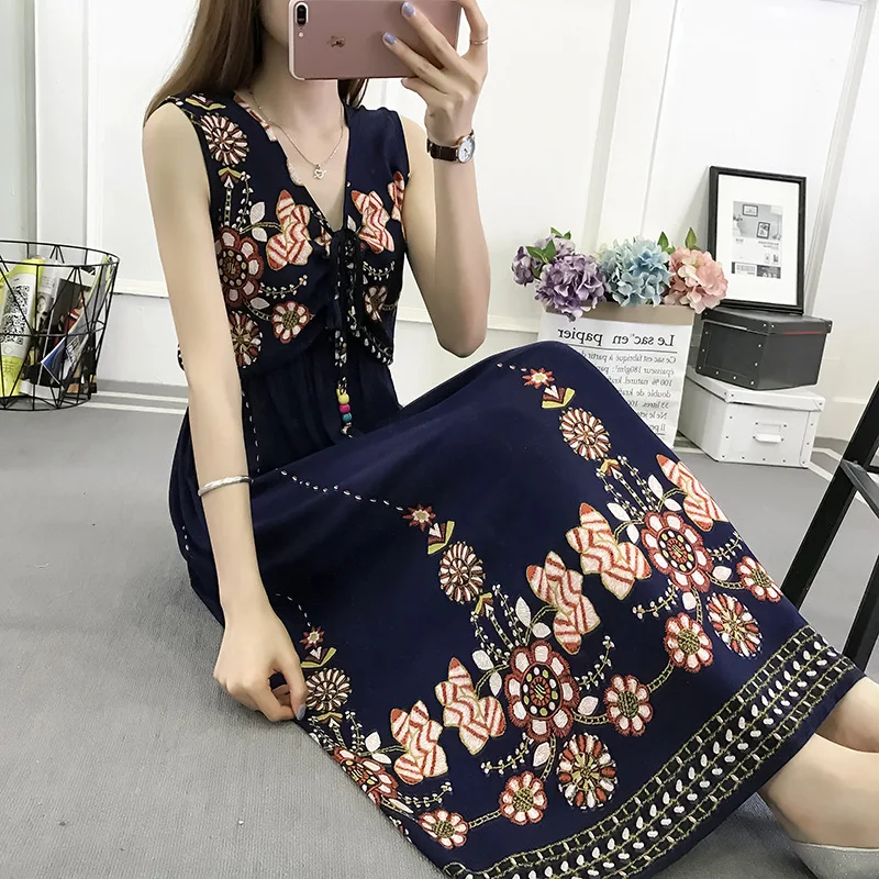 Amuybeen Лето 2018 г. для женщин Повседневное платье макси пляжные Vestido с цветочным