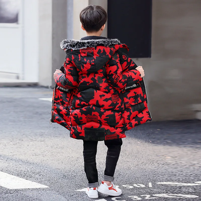 Boy Thickening Camouflage Parka Children's Boys Cotton-Wadded Jackets Winter Coat New Warm Outerwear For 6-11T Boy
