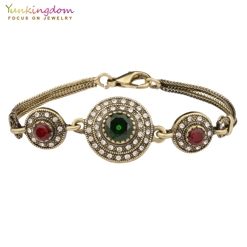 

Yunkingdom Crystal Bracelets & Bangles Womens Ancient Silver and Copper Color Bracelets Fashion Vintage Jewelry Best Friend