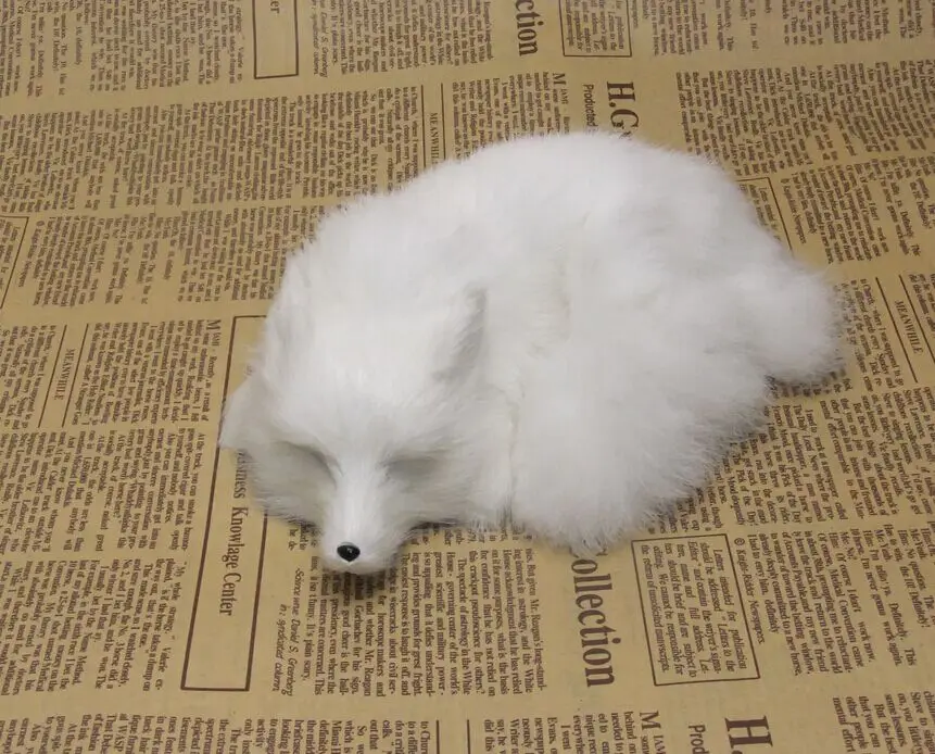 

simulation white sleeping fox about 17x11cm hard model ,polyethylene&furs handicraft Figurines home decoration gift a2805