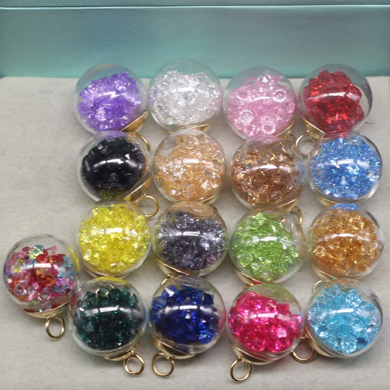 16mm Mix DIY Mini Not Empty Glass Ball Bottles Charms Vials Pendant 