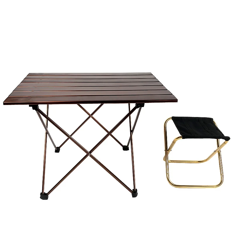 Brown aluminum folding table camping chair  camping table outdoor furniture  3 sizes