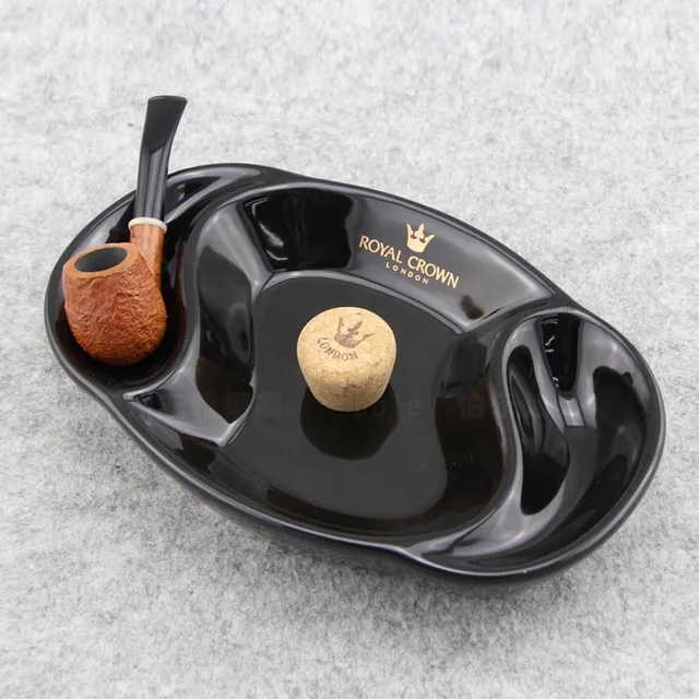 2 in 1 Smoking Ceramic Cigar Ashtray With Cigar Holder and