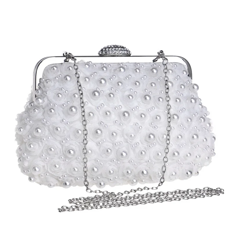 

New white pearl elegant evening bag ladies fashion banquet bag evening dress clutch handbag wedding bride bridemaid bag handbag